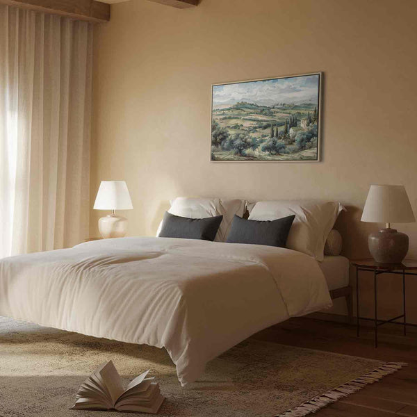 Quadro - Landscape with Green Fields and Trees Tuscan Sunny View