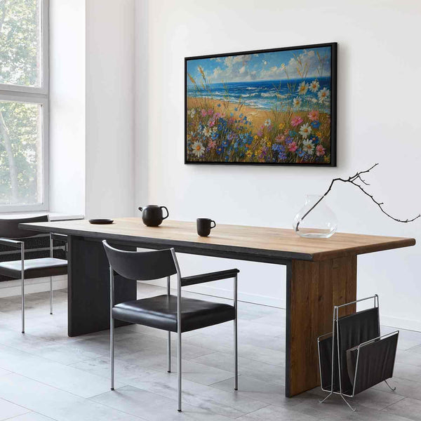 Quadro - Seascape – wildflowers and a view of the rough sea