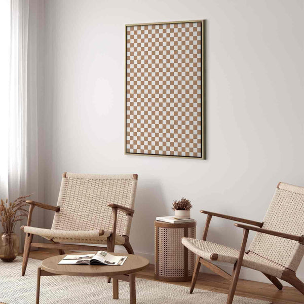 Quadro - Checkerboard Pattern - Brown-White Grid with a Subtle Noise