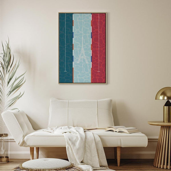 Quadro - Graphic Illustration of a Swimming Pool Against the Backdrop of the French Flag