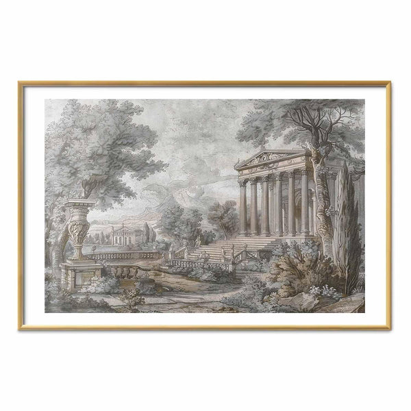 Poster - Temple on the Hill - Greek Architecture in Muted Tones