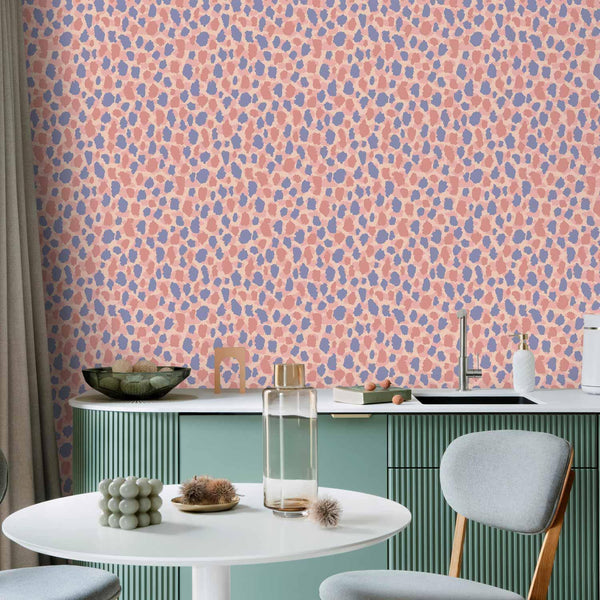 Tappezzeria murale - Giraffe Pattern - colorful animal pattern in blue-pink spots
