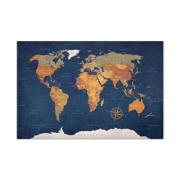 Quadro - World Map: Ink Oceans