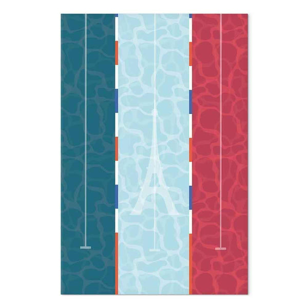 Quadro - Graphic Illustration of a Swimming Pool Against the Backdrop of the French Flag