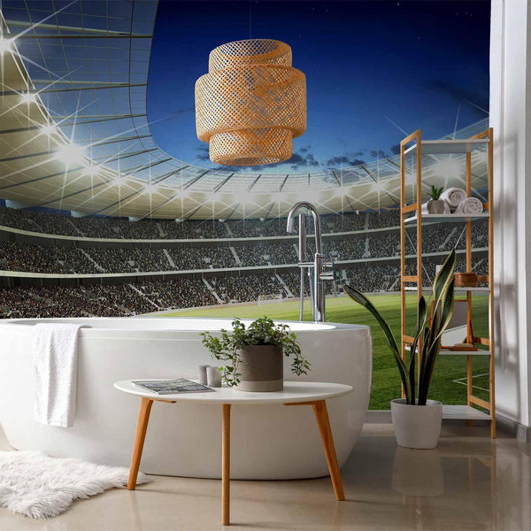 Carta da parati - Football pitch - illuminated stadium with crowded stands