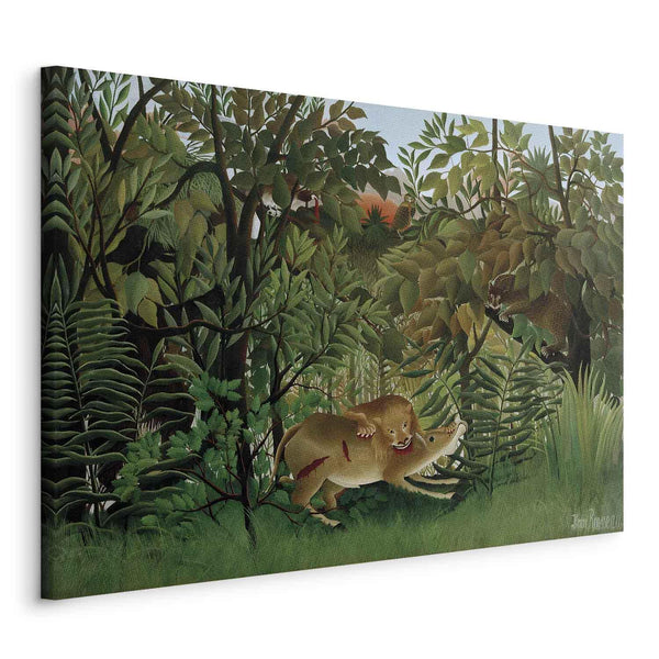 Quadro - Henri Rousseau – Le Lion ayant faim se jette sur l'Antilope