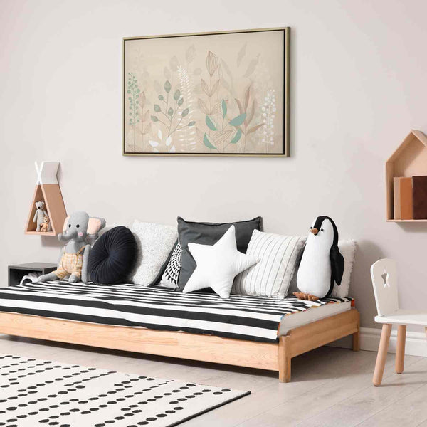 Quadro - Morning in the Meadow - Various Pastel Plants on a Beige Background