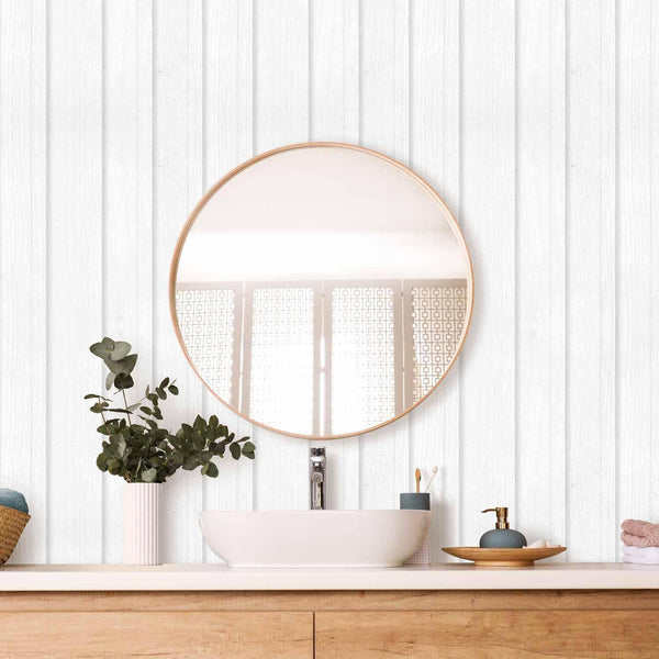 Tappezzeria murale - Vertical Lines - White background with a delicate wood pattern vertically