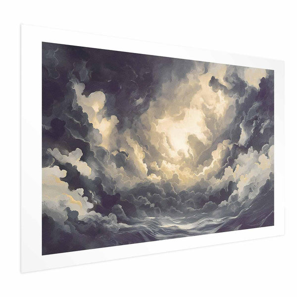 Poster - Epic Play of Light: The Sun Battling for Dominance Over the Clouds