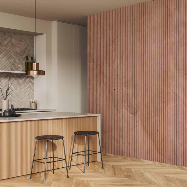 Carta da parati - Pink reed - solid background with textured vertical stripes with pattern