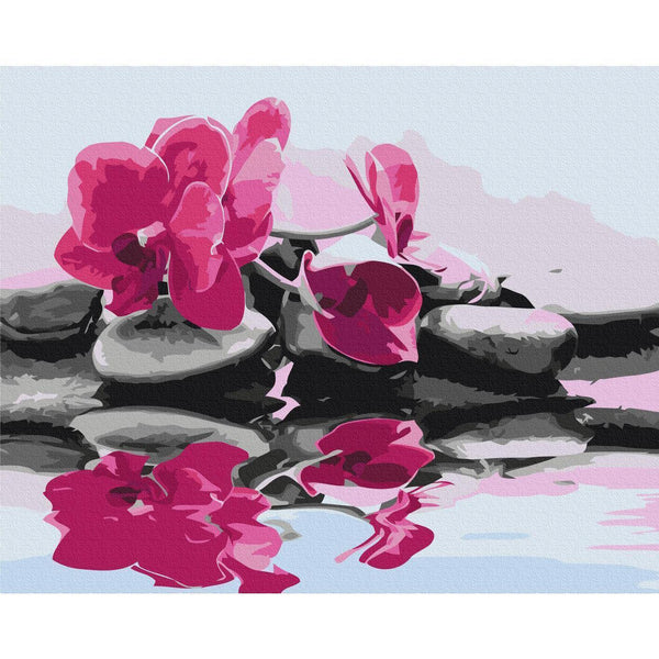 Quadro fai da te - Orchid With Zen Stones (Reflection In The Water)