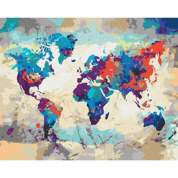 Quadro fai da te - World Map (Blue & Red)