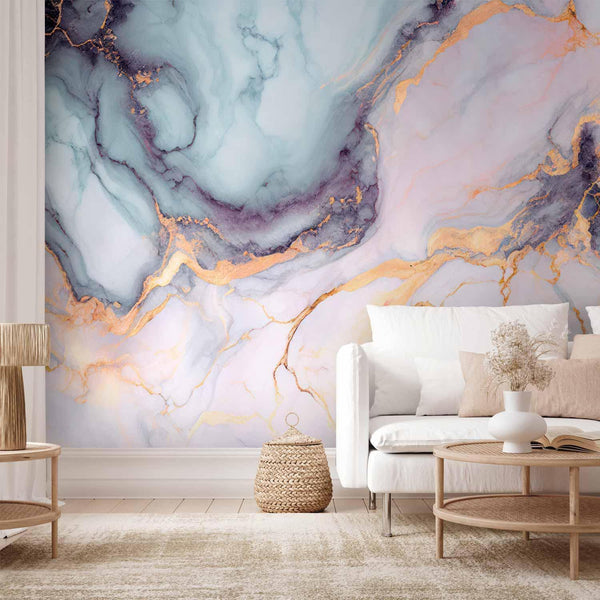 Carta da parati - Pastel Stones - Pink and Blue Marble-based Structures