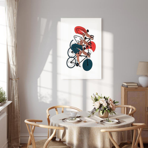 Quadro - Cycling Race Competitors on a Light Background - Illustration