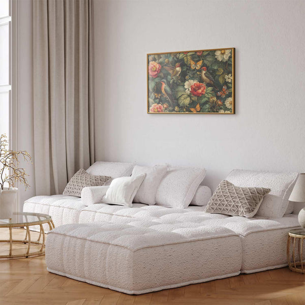 Poster - Flowers, Birds, and Butterflies - vintage-style illustration