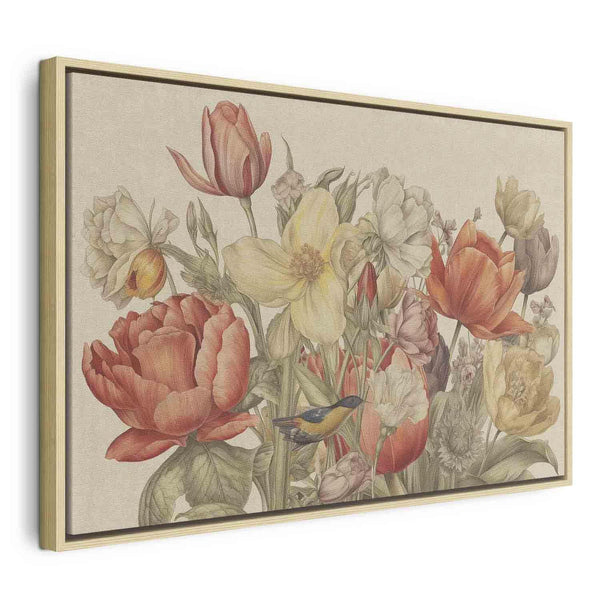 Quadro - Bouquet of flowers on a cream background