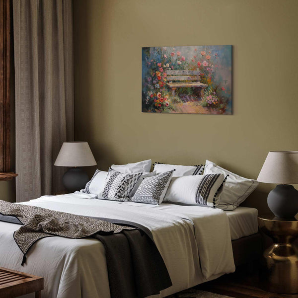 Quadro - Flowery bench - impressionist painting full of flowers