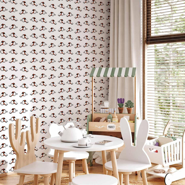 Tappezzeria murale - Soccer Whistles - Black and white with red accents on a white background