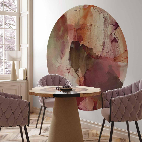 Carta da parati rotonda - Spring composition – transparencies and forms in watercolor style