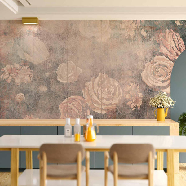 Carta da parati - Misty nature - orange flowers on a non-uniformly textured background