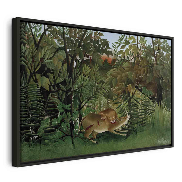 Quadro - Henri Rousseau – Le Lion ayant faim se jette sur l'Antilope