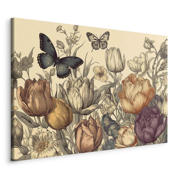 Quadro - Colourful tulips on a cream background