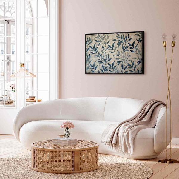 Quadro - Leaves in Blue Color Delicate Botanical Motif