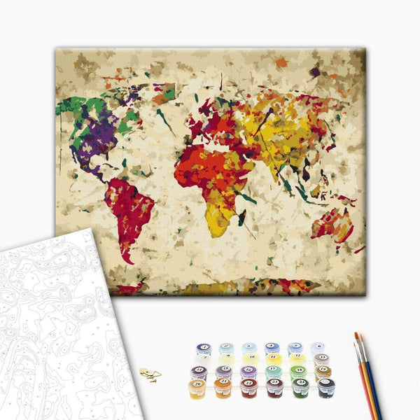 Quadro fai da te - World Map (Colour Splashes)