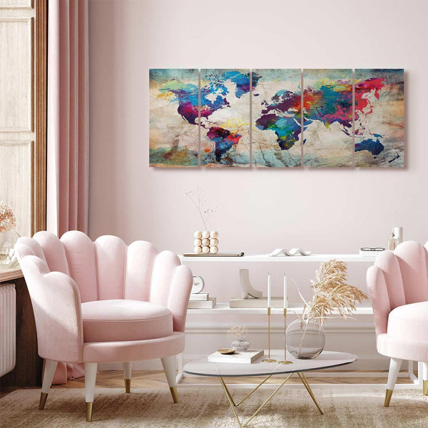 Quadro - World Map: Cracked Wall