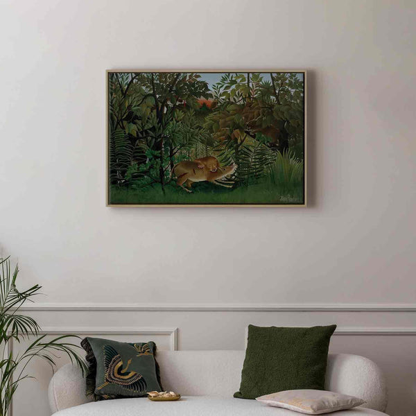 Quadro - Henri Rousseau – Le Lion ayant faim se jette sur l'Antilope