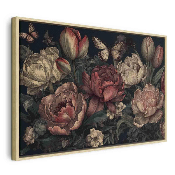 Quadro - Flowers on a turquoise background