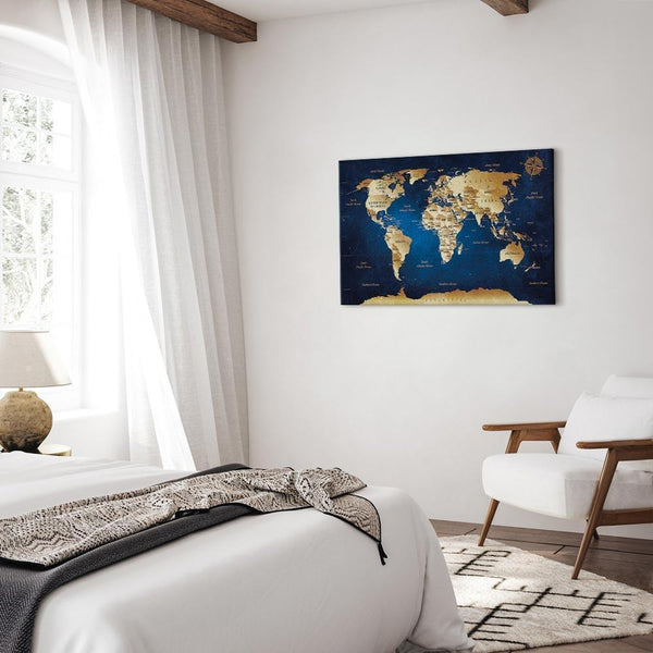 Quadro - World Map: The Dark Blue Depths