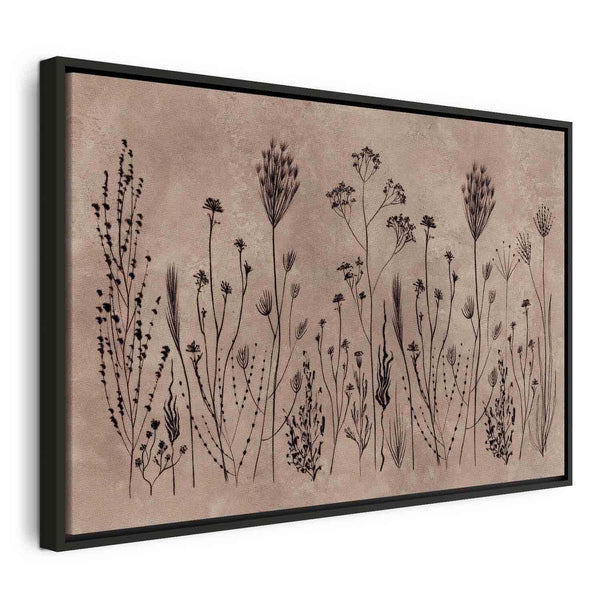 Quadro - Wildflowers – black plants on lime-wash background