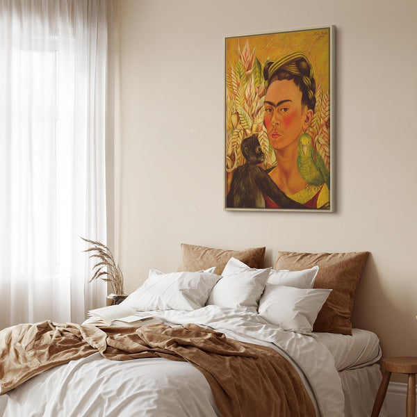 Quadro - Frida Kahlo – Self-Portrait with Monkey and Parrot