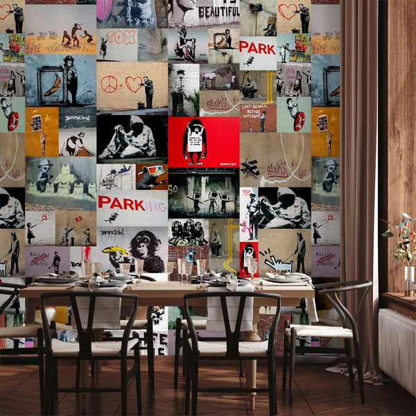 Tappezzeria murale - Banksy - a collage