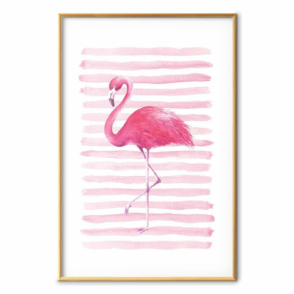Poster - Flamingo and Stripes
