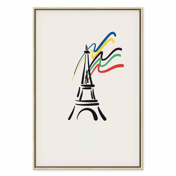 Quadro - Eiffel Tower and Colorful Ribbons