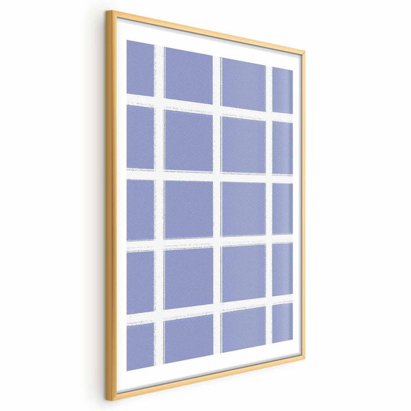 Poster - White Lines - a grid with large gaps on a blue background