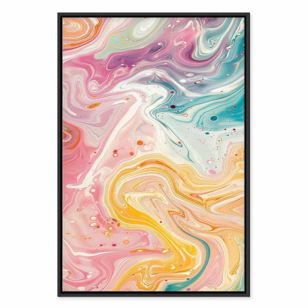 Quadro - Colorful Chaos - Dynamic Shapes in Shades of Pink Yellow and Blue