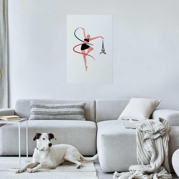 Poster - Illustration of a Woman with a Ribbon - Artistic Gymnastics