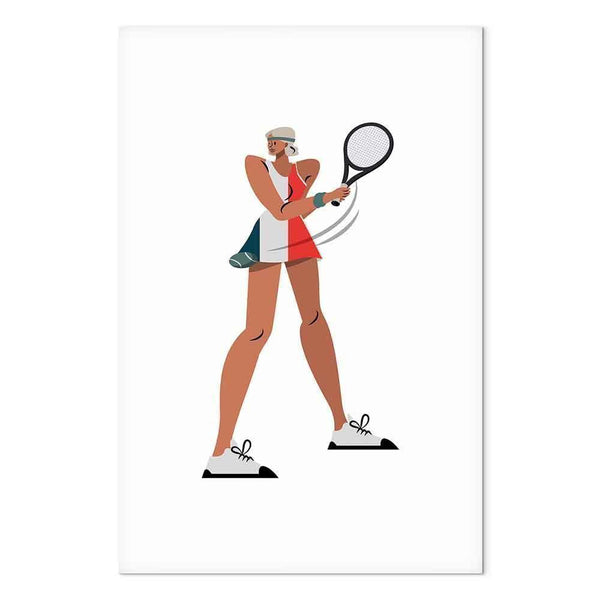 Quadro - Tennis Player With a Racket on a Light Background - Illustration