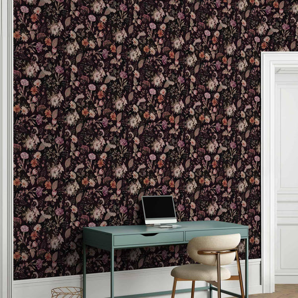 Tappezzeria murale - Fragrant flowers and herbs - plum