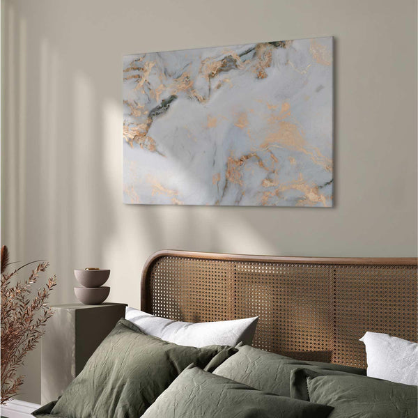 Quadro - White stone – elegant marble with golden reflections