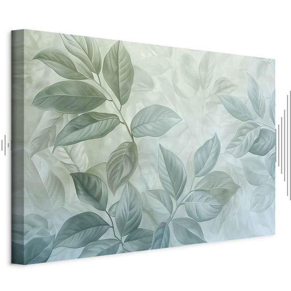 Quadro - Large Leaves in Shades of Green-Mint: Botanical Motif