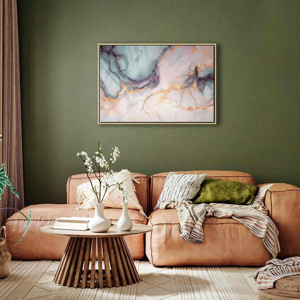 Quadro - Pastel stones - pink and blue structures on a marble base