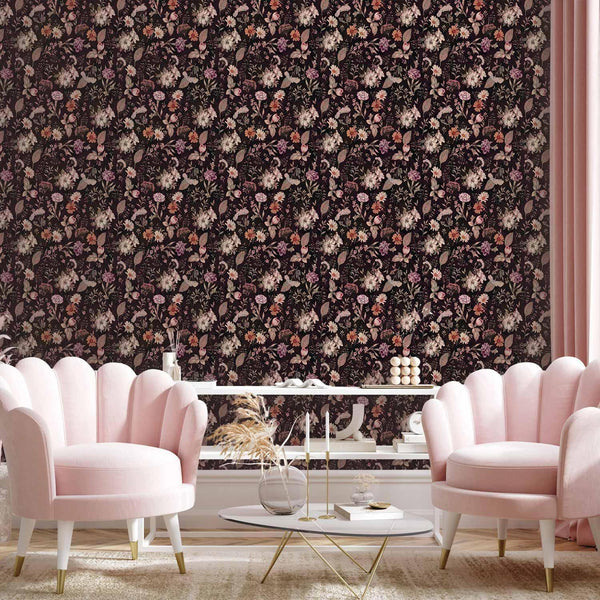 Tappezzeria murale - Fragrant flowers and herbs - plum