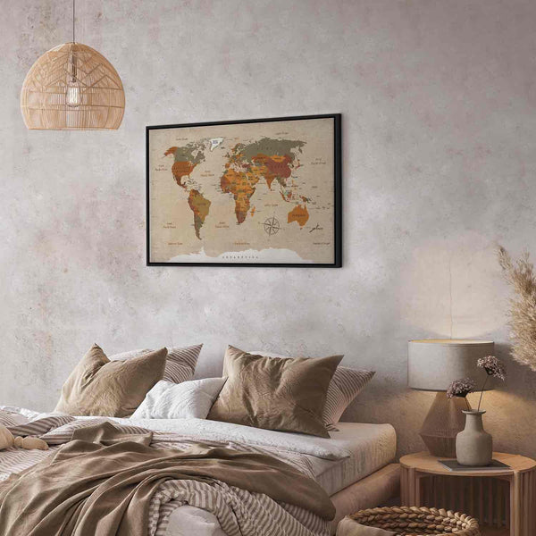 Quadro - World Map: Beige Chic