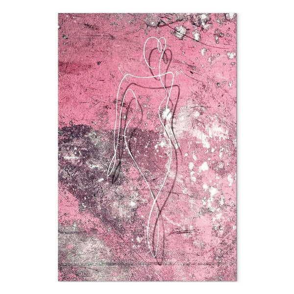 Quadro - Figure on Pink Background (1-part) - Female Silhouette in Marble