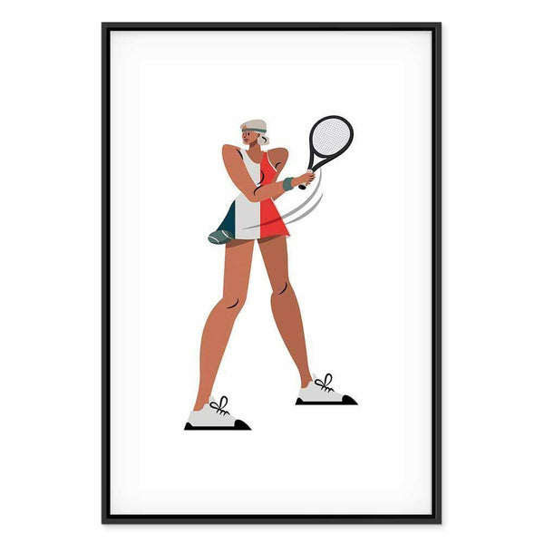 Quadro - Tennis Player With a Racket on a Light Background - Illustration