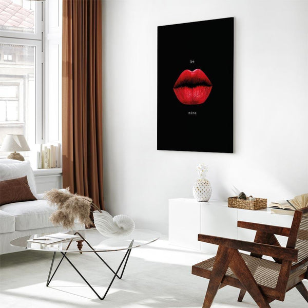 Quadro - Red Lips (1-part) - Black Background with English Text